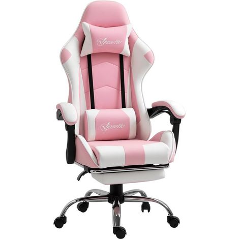 Fauteuil gaming rose inclinable avec repose-pieds et soutien lombaire réglable, 127 cm, confort couleur tendance