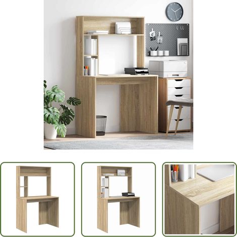 vidaXL Bureau moderne - Bureau Chêne Sonoma 91 x 50 x 149 cm Bois d'ingénierie (1/5)