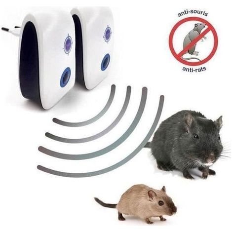 SA07486-Lot de 2 Répulsifs Ultrason Souris Rat I Anti Rongeur I Appareil Ultrasons pour se débarrasser des Souris I Anti Souris I (1/4)