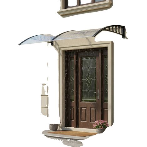 Auvent de porte, 200 x 90 cm, 95 % de blocage UV, robuste, monté au mur, transparent (1/5)