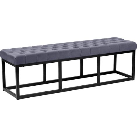 Panca Polson velluto nero grigio 150 cm