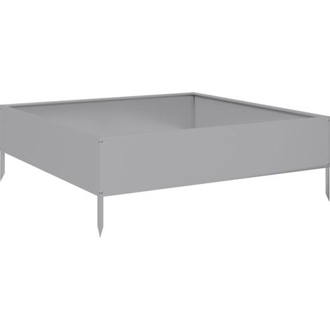 Vassoio per fioriera aiuola rialzata piante fiori terrazza giardino giardino 100 x 100 x 33,5 cm acciaio inossidabile Argento 020039285
