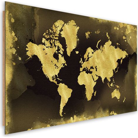 Quadro deco panel, Continenti d'oro vintage - 90x60 (1/5)