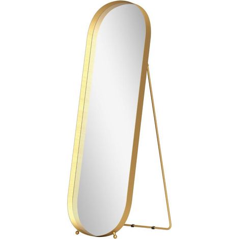 Miroir sur pied, cadre en métal, 160 x 50 cm, cadre doré, convient pour le salon et la chambre. Ce produit de haute qual (1/5)