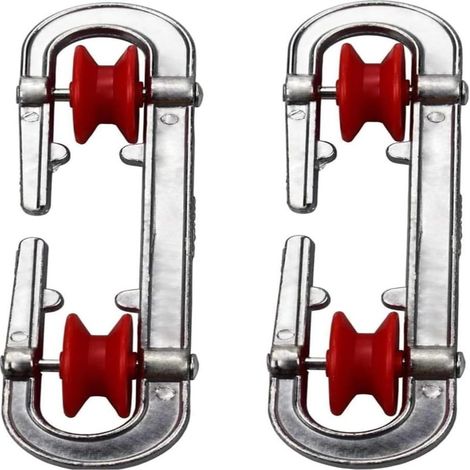 Lot de 2 écarteurs de corde à linge, poulie de séparation robuste en aluminium pour l'extérieur, adaptée aux longues cordes à linge et aux charges lourdes (argenté) (1/5)
