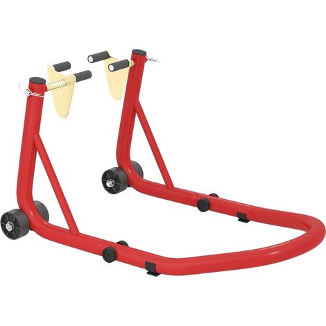 Caballete delantero y trasero para moto de acero rojo, carga 544 kg (1/5)