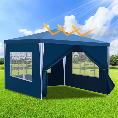 SWANEW Tenda o pergolato Tenda per ricevimenti con pannelli laterali rimovibili Grande Verde 3x3m (1/4)