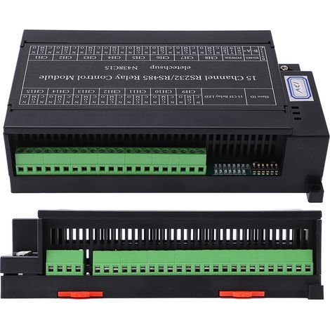Modbus RTU 15-Kanal RS485/RS232 Relais-Steuermodul für speicherprogrammierbare Steuerungen/Digitalgateways/PCs/UART, 12V DC-Netzteil (1/5)