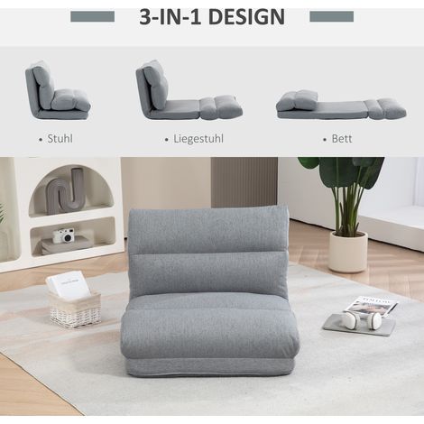 Pouf transformable en canapé-lit, dossier réglable, pliable, charge max 120 kg, 70 x 72 x 56 cm, gris (1/4)