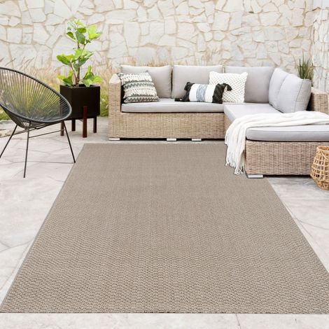 Paco Home Tapis D'Extérieur Résistant Aux Intempéries Balcon Salon Motif Uni Boho Crème 80x150 cm (1/5)