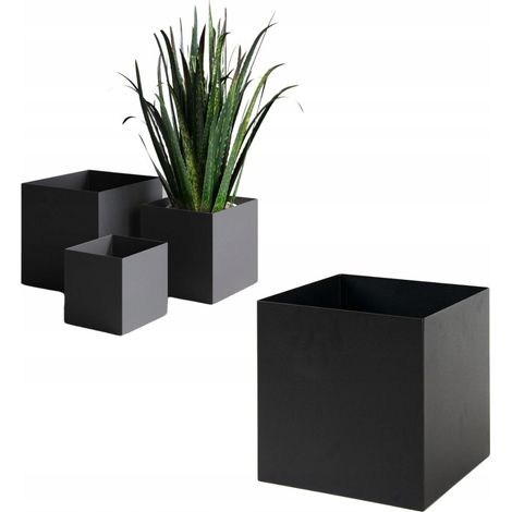 Cache-pot de fleurs en métal noir Loft Vannes S 19x19x19 (1/5)