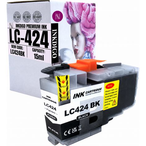 Inchiostro Inkdigo LC424BK compatibile con Brother DCP-J1200DW DCP-J1200W certificato TÜV. (1/5)