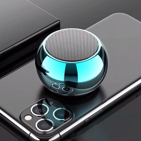 Enceinte Bluetooth sans fil multifonction, caisson de basses métallique portable pour extérieur, voyage, maison, bleu clair (1/5)