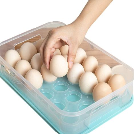 Plastic Egg Box, Egg Storage with Lid, Egg Storage Organizer, Large Plastic Egg Container, Single-Layer Egg Box, Refrigerator Egg Box (1/5)