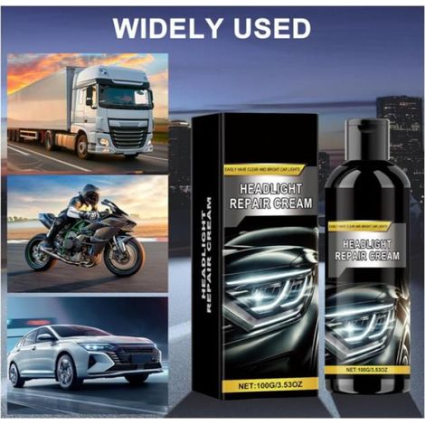 Polish Phare Voiture, Crème de Rénovation Phares, Kit Rénovation Phares Élimine Oxydation, Jaunissement Voile Terne, Compatible 100g (1/5)