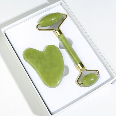 Rollenset, Gua-Sha-Stein, Gesichtsroller-Massagegerät für die Hautpflege, Gua-Sha-Werkzeug für Gesicht, Hals und Körpermuskulatur (1/5)