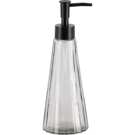 Distributeur a savon verre forme conique 300ml - noir translucide - Tendance (1/2)