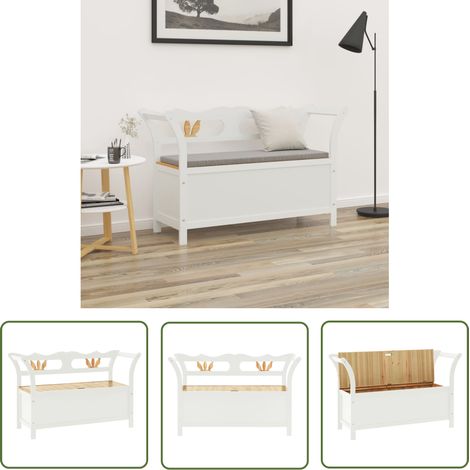 The Living Store Sitzbank Weiß 107x45x75,5 cm Massivholz Tanne - Holzbank - Wohnzimmerbank - Flurbank - Einbaubank - Tischlerei (1/5)