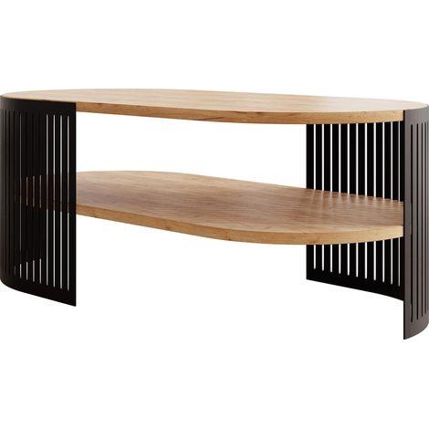 Mesa de centro Civer VI, Negro + Roble dorado artesanal, 40x50x100cm, Diámetro: 0, Aglomerado laminado, Ovalada