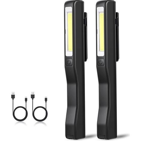 Lampe de Travail USB Rechargeable LED Ultra Puissante Camping Lampe pour Garage Atelier bricolage avec clip magnétique 2psc (1/4)