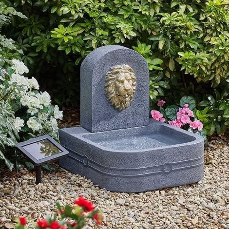 Solar Powered Water Fountain Resin Rock Fall Solar Garden Fountain with Remote Solar Panel, Outdoor Solar Water Feature for Patio Pond Lawn