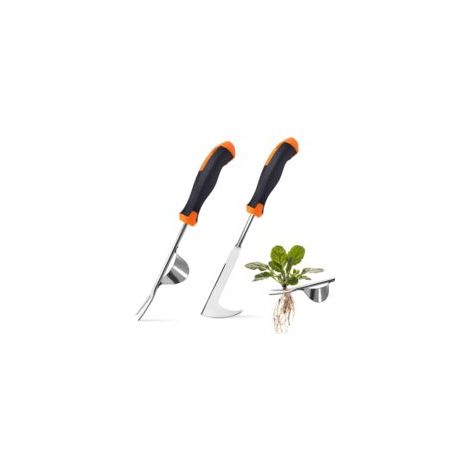 2 Pièces Désherbeur Manuel Acier Inoxydable Arrache Mauvaise Herbe，Arrache Pissenlit Couteau Désherbeur Désherbeurs Manuels Tire Racine Outils Jardinage Grattoir Jardin avec Manche