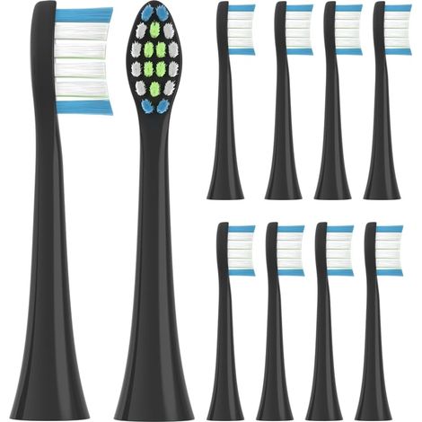 Lot de 10 têtes de brosse de rechange, compatibles avec les brosses à dents et les têtes de brosse Olybo, noires (1/5)