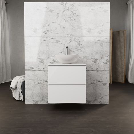 Inda - Mobile bagno L.60 con lavabo in appoggio / Bianco lucido 2