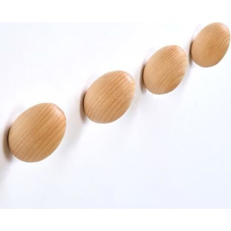 (Naturbuche) Garderobenständer aus Holz - Natur - Eiform - Maximale Traglast 5 kg - 4 Wandhaken (1/4)