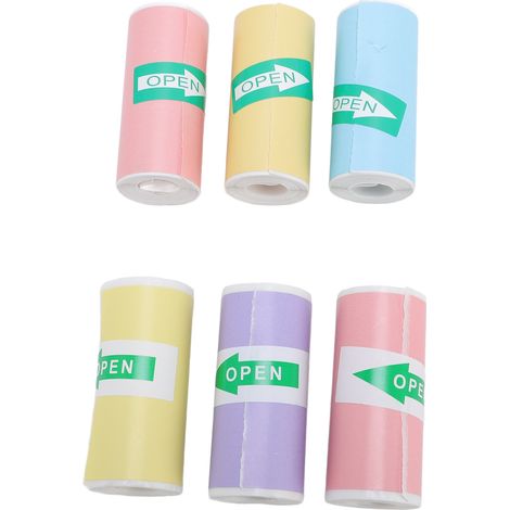 6 rouleaux papier thermique autocollant lisse multicolore 57x25mm sans encre pour imprimante étiquettes notes photos (1/5)