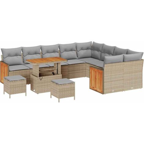 Maison Exclusive - Set Divano da Giardino 13 pcs Beige e Grigio Chiaro polyrattan