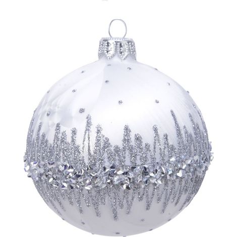 PALLINA GLITTER BIANCO GHIACCIO D.8CM