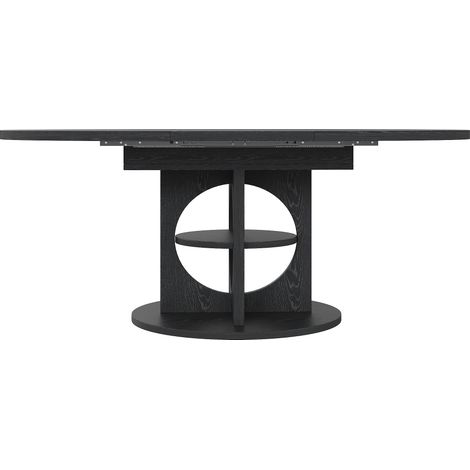 Ausziehbarer Esstisch mit Stauraum 110-150 cm Holzoptik Schwarz MDF und Metall (1/5)