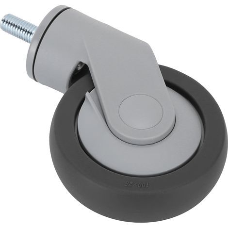 Roulette silencieuse en TPR de 4 pouces avec axe fileté M12 pour meubles et chariots mobiles