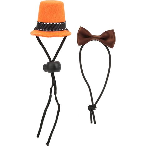 Chapeau et nœud papillon pour reptile, réglable, mini haut-de-forme, lézard, hamster, orange café (1/5)
