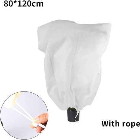 (80 x 120 cm, sans fermeture éclair, 1 pièce) Housse de protection hivernale pour plantes en tissu non tissé avec cordon de serrage et fermeture éclair. Protection antigel pour plantes. (1/4)
