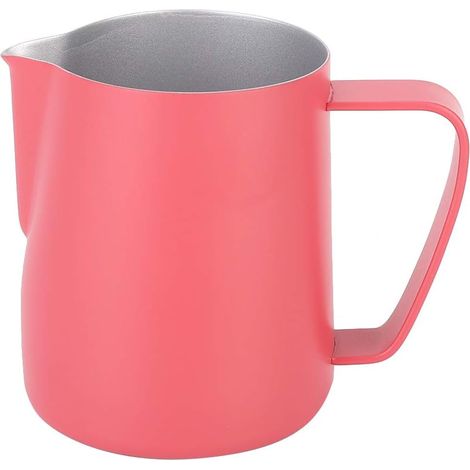 600ml Stainless Steel Coffee Pitcher with Ergonomic Handle and Precise Spout for Latte Art Pouring (Rose Red) (1/5)