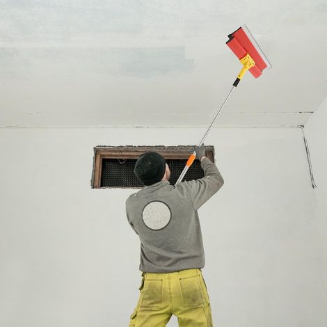 Flächenspachtel Set 360° gedreht Teleskopstange Edelstahl Trockenbau Abziehklingen Set mit 80-130cm Verlängerungsgriff, 4x Klingen mit Abdeckungen (25 cm + 40 cm + 60 cm + 80 cm) (1/5)