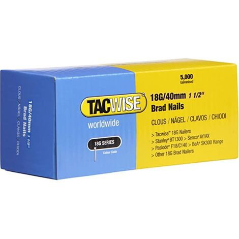 Tacwise 0400 18G 40mm Brad Nails Galvanised 5000 Pack - Combi DGN50V Ranger