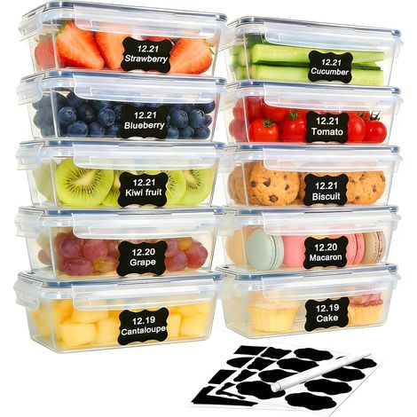 Boîte Conservation Alimentaire, 10 Pièces De 1l, Boîte Alimentaire Sans Bpa, Plastique Boîte Hermetique Alimentaire, 100% Étanche, Pour Congélateur, Frigo, Micro-Ondes & Repas à Emporter (1/5)