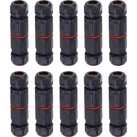WHPPS 10 pièces IP68 étanche connecteur droit boîte de jonction fil électrique câble 3 broches connecteur extérieur prise prise bornier