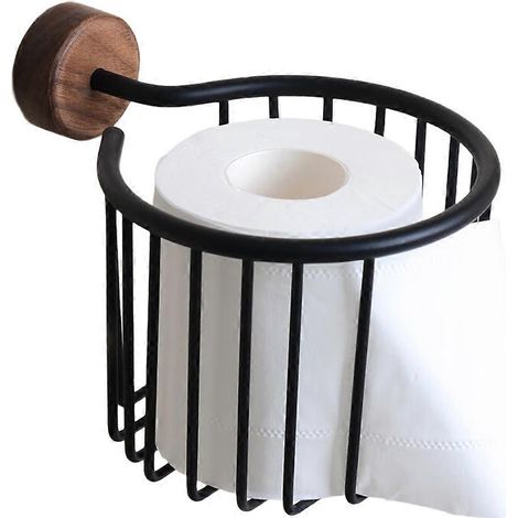 Porte-papier toilette avec distributeur en noyer, étagère à papier toilette, boîte à papier toilette en bois massif, porte-rouleau de papier toilette pour salle de bain (1/5)
