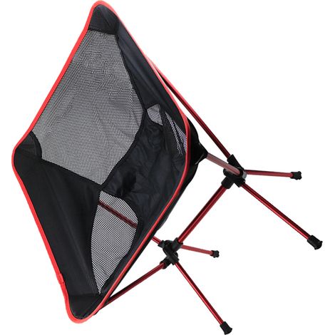 Chaise de plage pliante d'extérieur, portable, avec dossier en maille, en alliage d'aluminium, pour le camping et la pêche, rouge. (1/5)