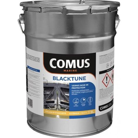 Comus – Vernis de protection anticorrosion noir 5L – À base de brai de pétrole pour carènes et béton – Aspect brillant – Fabrication française