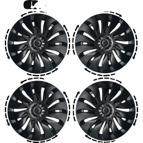 Copricerchi, design performante, facile installazione, set da 4 pezzi nero opaco (1/2)