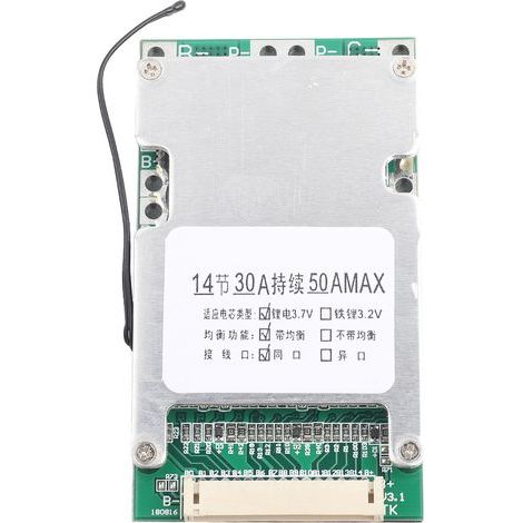 Carte de Protection BMS 14S 50V 30A pour Batterie Lithium avec Équilibrage de Charge (1/5)