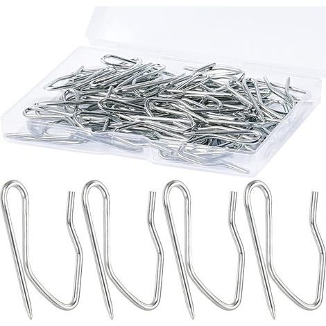 Crochets de rideaux, 60 pièces 1,26 pouces, épingles et crochets en métal pour rideaux de douche, porte, fenêtre, argent et blanc (1/5)