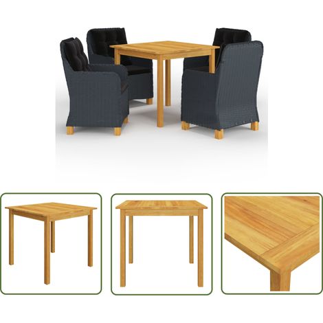 The Living Store Ensemble à manger de jardin 5 pcs Gris foncé - Table De Jardin - Salon De Jardin - Mobilier De Jardin - Acacia Massif - Set De Table Et Chaises (1/5)