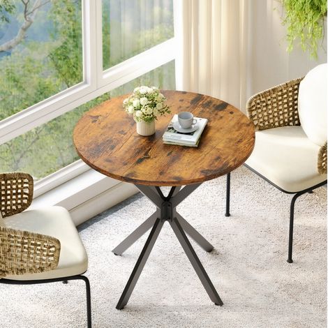 Table manger ronde 80 cm industriel brun noir OKMYHOME (1/5)