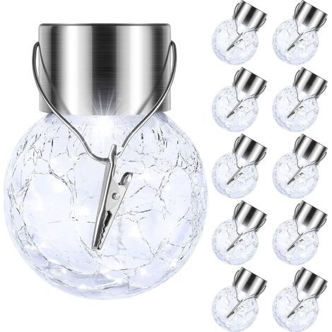 Set of 10 decorative outdoor solar lights in crackled glass. - AquaForge (1/5)